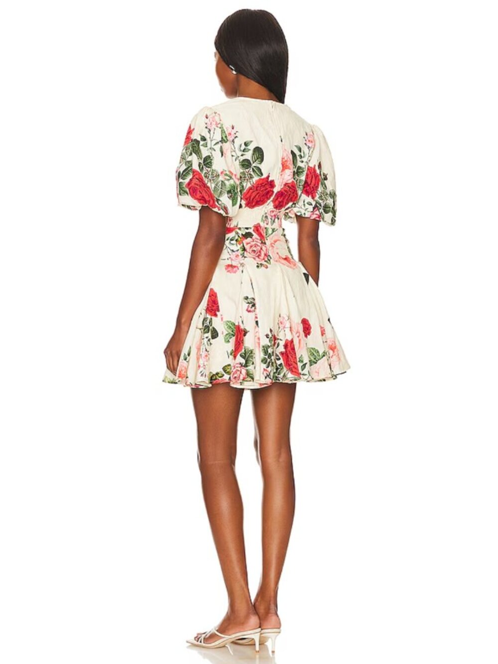 Hemant & Nandita Naaz Floral Skater Mini Dress Cream Red Size Small - Picture 7 of 14